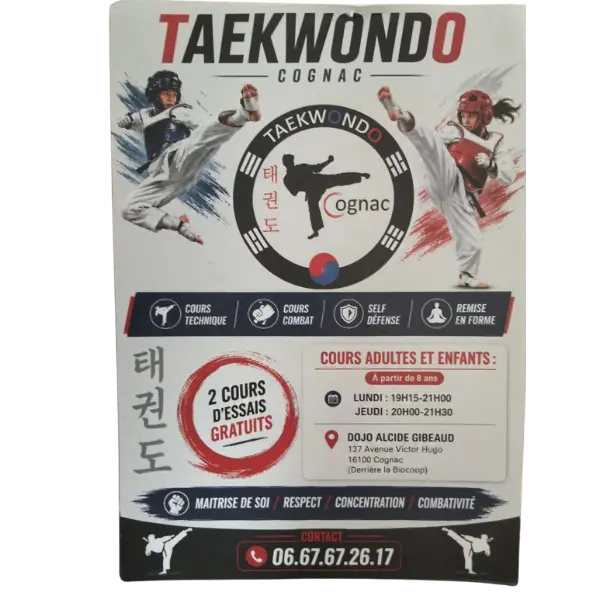 le flyers de la rentrée de Taekwondo cognac